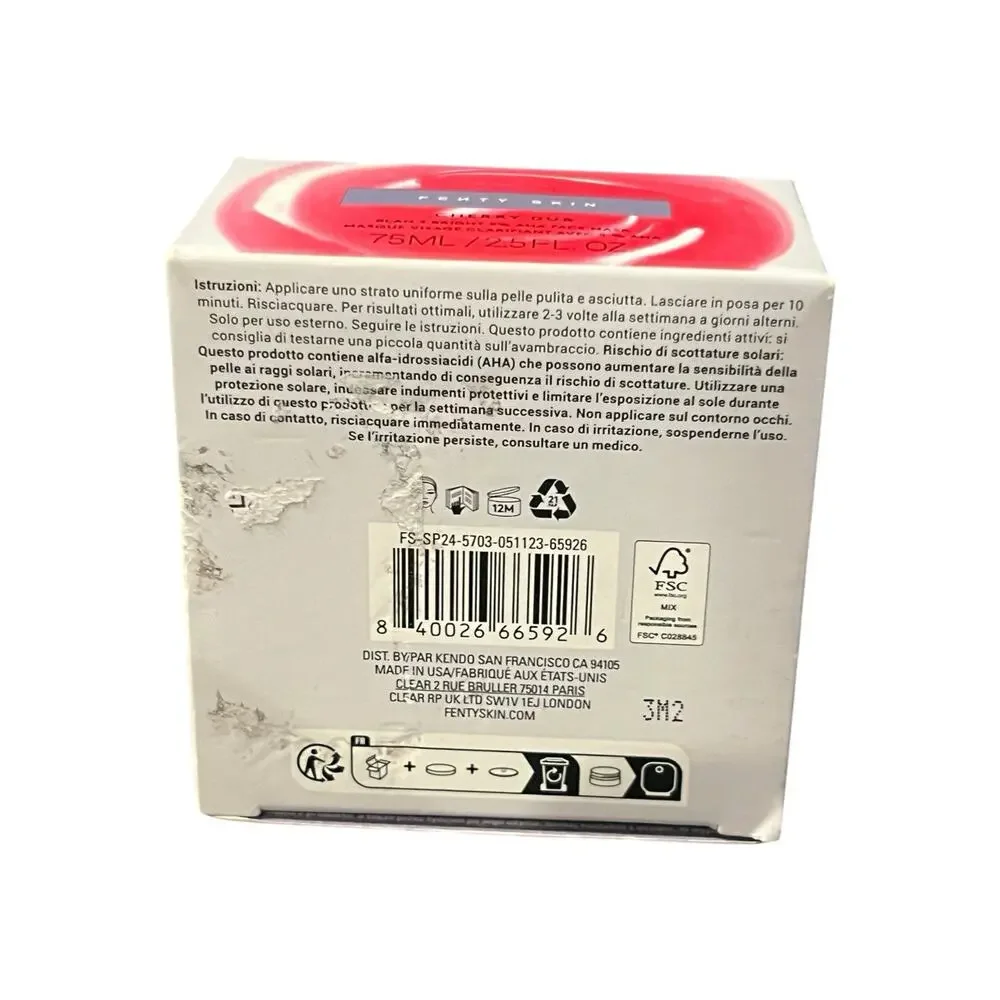 Fenty Skin Cherry Dub Blah to Bright 5% AHA Face Mask New